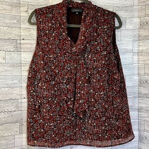 Elements XL Multi-color Blouse w/ Tie At Front Neck (Sheer‎ w/ Lining)